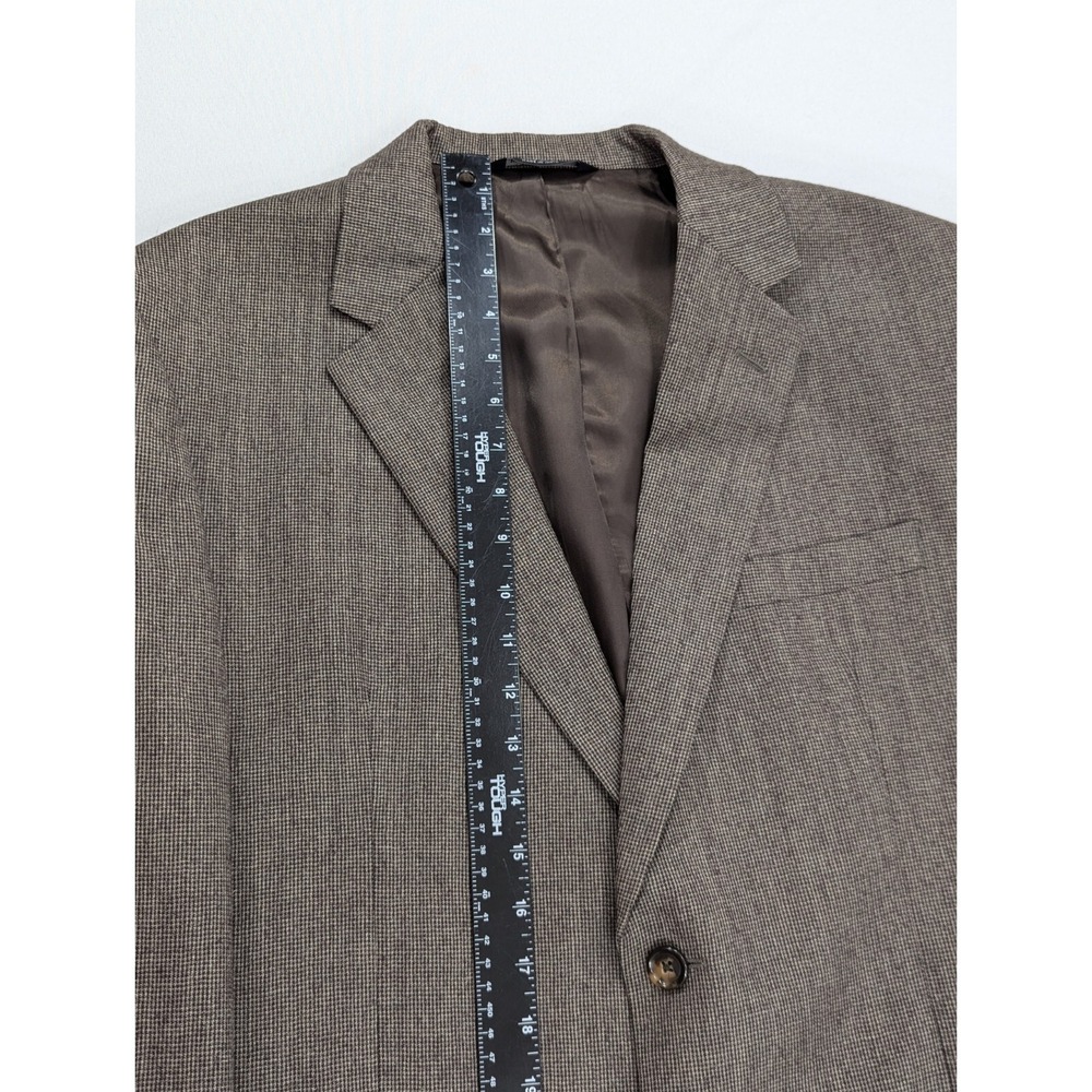 Jos. A Bank Blazer Coat Sport Jacket‎ Wool Cashmere Nailhead Brown 42R 46" Chest - Picture 9 of 14